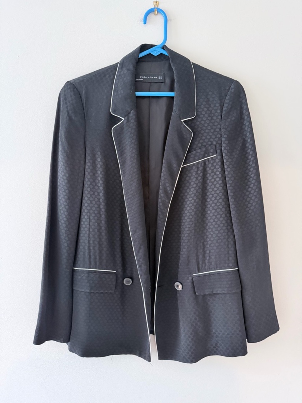 Zara Black Blazer with White Piping